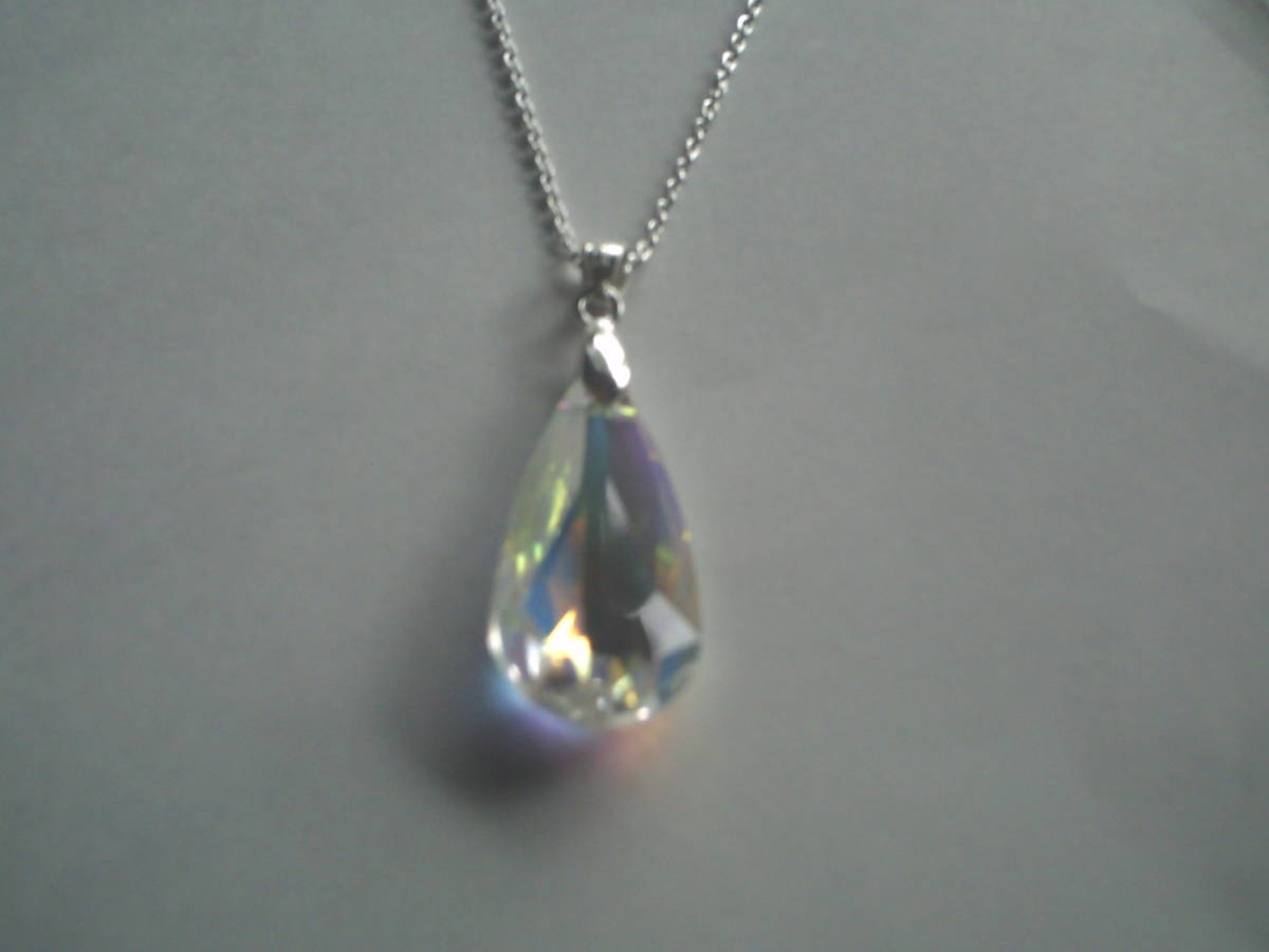 ★★Handmade Crystal Glass & Silver 925 Transparent Aurora Drop Pendant Brand New★★, Handmade, Accessories (for women), necklace, pendant, choker
