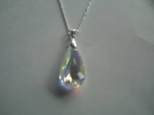 ** hand made crystal glass & silver 925 transparent Aurora .... pendant new goods **