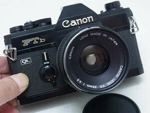 ☆ Canon New FTb BL ＋ FD35mmF3.5 (ボディは,点検整備済み！メーター作動！プリズム交換済み！レンズは清掃整備済み！) ☆