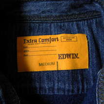 エドウィン EDWIN Extra Comfort デニムフリース切替シャツ 長袖 胸ポケット付 M ネイビー m0130-4_画像7