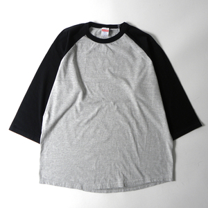 ユナイテッドアスレ United Athle 5.6oz クルーネックラグランTシャツ 7分袖 L バイカラー m0130-8