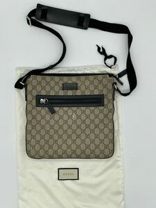 【美品】GUCCI グッチ GGスプリーム ショルダーバッグ メッセンジャー　PVC レザー　406374