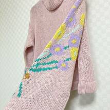 レア franche lippee フランシュリッペ お花畑 プルオーバー ニット トップス ベルスリーブ ハチ 刺繍 ピンク 薄ピンク S〜M 毛 ウール混_画像4