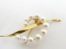 ○ MIKIMOTO ミキモト パール 真珠 K18 ブローチ アクセサリー 箱付き 重量約7.68g_画像10