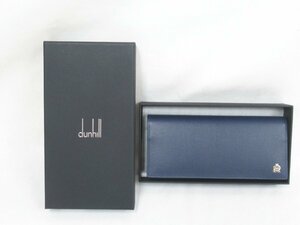 ○ 未使用保管品 ダンヒル dunhill 長財布 フラップ式 かぶせ 20R2B10MF469R ネイビー 二つ折り長財布 箱付き