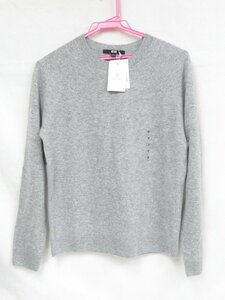 ○ 未使用タグ付き UNIQLO ユニクロ 3Dカシミヤクルーネックセーター（長袖）Mサイズ グレー系 251-461079 レディース