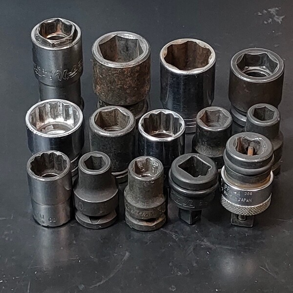 中古品 差込角12.7mm 1/2 ソケット ソケットアダプター 14点セット メーカー・サイズ色々