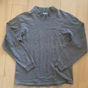 【Cotton Deluxe】コットンデラックスモックネック 長袖Tシャツ ロンT USA製 Anvil ロングTシャツ カットソー グレー Mサイズ