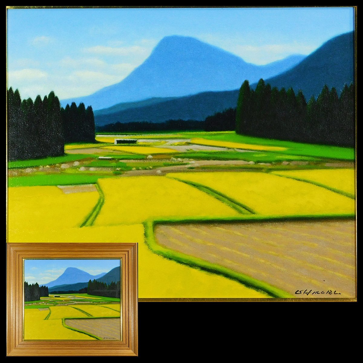 Shogo Omori Mt. Iizuna in Autumn Canvas Oil Painting F8 Framed Unaffiliated Rural Landscape Solo Exhibition Popular Painter ka2402N08, painting, oil painting, Nature, Landscape painting