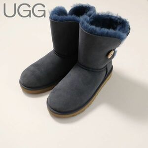 極美品 アグ UGG ムートンブーツ ネイビー 5/25.0cm（5122)aj