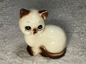 昭和レトロ　陶器　猫の貯金箱　内藤ルネ　ネコ置物　高20.5cm