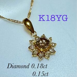 リピーター様10%・フォロワー様7%off ノーブランド　K18YG ネックレス　ダイヤモンド 0.18ct・0.15ct