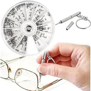 LIKENNY メガネ用ネジ 眼鏡用ねじ 120個セット めがね サングラス用ねじ 修理ツール 詰め合せキット メガネ修理 腕時計