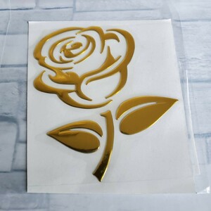 3D メタリック ローズ ステッカー レッド シール 赤 薔薇 バラ 立体　給油口 リアクオーターガラス 