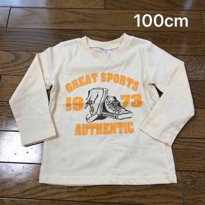 ロンT 長袖　Tシャツ　100cm クリーム色　スニーカー柄