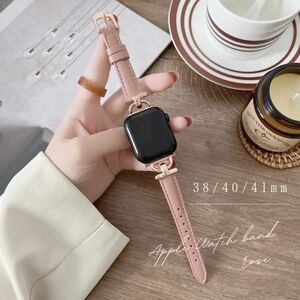 Apple Watch　レザー　バンド　ローズ　ピンク　クラシック　韓国　腕時計　アップルウォッチ　スマートウォッチ　アクセサリー