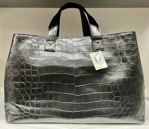  domestic production, made in Japan. crocodile wani leather using. handbag & Boston back, matted mat. black 00418423