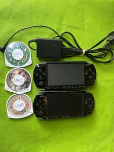  PSP-3000＆PSP-1000　本体２台　＋電源ケーブル、UMD３枚　　セット　