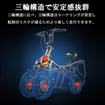 フル電動自転車 折りたたみ ３輪 電動バイク 14インチ 小径車 ミニベロ ブラック 便利 バッテリー２基 航続60km 原チャリ 原動機付自転車_画像4