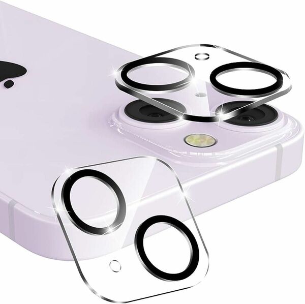 iPhone14 / 14 Plus 用 カメラ レンズ 保護カバー 全面保護 硬度9H 黒縁取り 化ガラス 極薄 日本旭硝子製