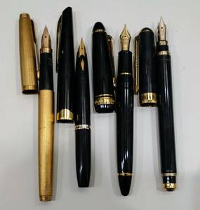 1円～ ジャンク 現状品 万年筆 4本セット PARKER パーカー SAILOR セーラー PLATINUM プラチナ Valentino バレンチノ 14K 585 18K 刻印