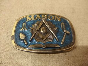 0140345a【メ便】フリーメイソン ベルト バックル MASON/Made in the U.S.A/アメリカ/8×5.3cm程/中古品/ゆうパケット発送可能商品