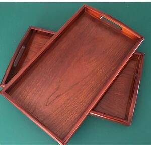  length hand tray tray shaku three zelkova *2 pieces set .! tea utensils 