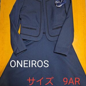 ONEIROS　フォーマルスーツ 　入学式 ▼ 卒業式 ワンピーススーツ　ネイビー　コサージュ付き