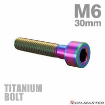 M6×30mm P1.0 64チタン合金 スリムヘッド キャップボルト 六角穴付き チタンカラー 1個 JA1948_画像1