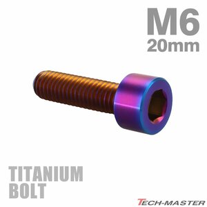 M6×20mm P1.0 64チタン合金 スリムヘッド キャップボルト 六角穴付き 焼きチタンカラー 1個 JA1937