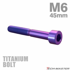 M6×45mm P1.0 64チタン合金 スリムヘッド キャップボルト 六角穴付き パープルブルー 1個 JA1964