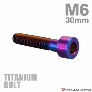 M6×30mm P1.0 64チタン合金 スリムヘッド キャップボルト 六角穴付き 焼きチタンカラー 1個 JA1949