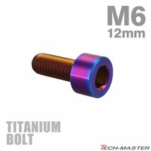 M6×12mm P1.0 64チタン合金 スリムヘッド キャップボルト 六角穴付き 焼きチタンカラー 1個 JA1919_画像1
