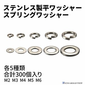 平ワッシャー スプリングワッシャー M2 M3 M4 M5 M6 ステンレス製 5種 300個 IZ440