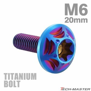 M6×20mm P1.0 64チタン合金 トルクス穴 フランジ付き ボタンボルト 焼きチタンカラー JA1041