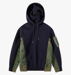 【美品】sacai Sponge Sweat x MA-1 Hoodie NAVY × KHAKI 3 SCM-033 MENS Carthartt WIP NIKE サカイ スポンジスエットフーディー 