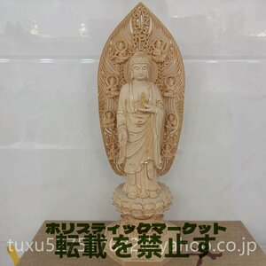 高43cm 総檜材　木彫仏教　精密彫刻　仏教工芸品　極上品　切金　仏師で仕上げ品 薬師如来 立像