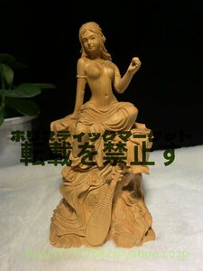 新作 弁財天 仏像 置物 七福神 木彫り 精密彫刻 木彫仏教 仏像 美術工芸品