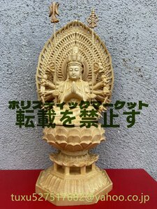 千手観音菩薩 観音菩薩 仏教工芸品　総檜木材　精密彫刻 極上品　木彫仏教