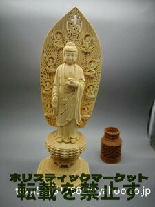 最新作　総檜材　仏教工芸品　木彫仏教　精密彫刻　極上品　仏師で仕上げ品　阿弥陀如来 立像