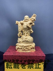 七福神 布袋様 置物 布袋尊 布袋 木彫り 木彫仏像 一刀彫り 精密彫刻 仏教工芸品 金運