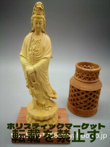 新作 観音菩薩 置物 仏教工芸品　極上品 木彫仏像 極上品