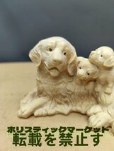 犬の親子 木製 細密彫刻 動物 置物 木彫 彫刻品 犬の置物 干支 犬_画像3