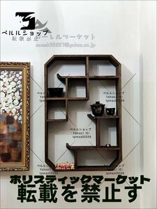 日式 茶碗ラック 茶器展示棚 ソリッド・ウッド 茶道 置物台 材質 桐の木 モダン 茶具収納棚 壁掛け