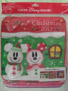 ★ディズニーリゾート　ミニタオルセット　クリスマス2012　スノースノー　ジンジャークッキー　ミッキー＆ミニー