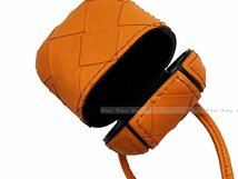 J737-OR.. BOTTEGA VENETA ボッテガ ヴェネタ Air Pods ケース ストラップ イントレ ナッパ イタリア製 ★ 7482 LIGHT ORANGE_画像7