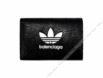 K685.. BALENCIAGA × ADIDAS バレンシアガ アディダス 財布 ウォレット 3つ折り コラボ イタリア製 新品 ★ 1091 ブラック_画像4