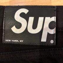 supreme デニムパンツ　ブラック　革パッチ　初期　激レア　BLACK_画像3