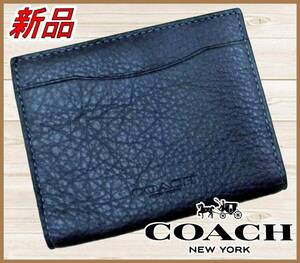 【国内正規品】76%OFF◆コーチCOACH◆定価:40,700円◆日本限定スナップカードウォレット二つ折◆お札入小銭入財布レザー皮革◆紺ネイビー