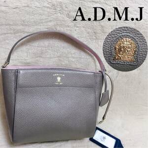  beautiful goods A.D.M.Jmo-tsaruto all leather handbag Logo shrink shoulder bag 